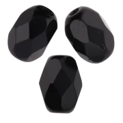 Cuenta facetada con forma de oliva, 6 x 4 mm - Azabache  x25