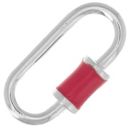 Cierre de rosca oval 18x9 mm - Plata de ley 925 - Resina epoxi coral x1|raw }}