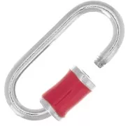 Cierre de rosca oval 18x9 mm - Plata de ley 925 - Resina epoxi coral x1