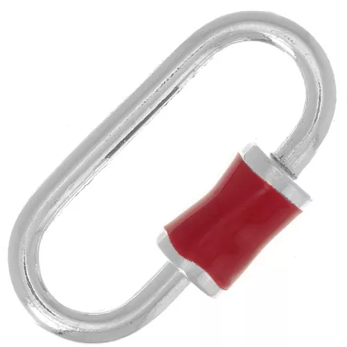 Cierre de rosca oval 18x9 mm - Plata 925 - Resina epoxi roja x1