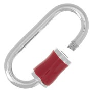 Cierre de rosca oval 18x9 mm - Plata 925 - Resina epoxi roja x1