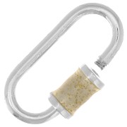 Cierre de rosca oval 18x9 mm - Plata 925 - Brillo epoxi beige x1