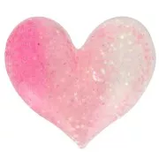 Cabujón corazón resina transparente 17x20 mm - Purpurina rosa - Blanco x1