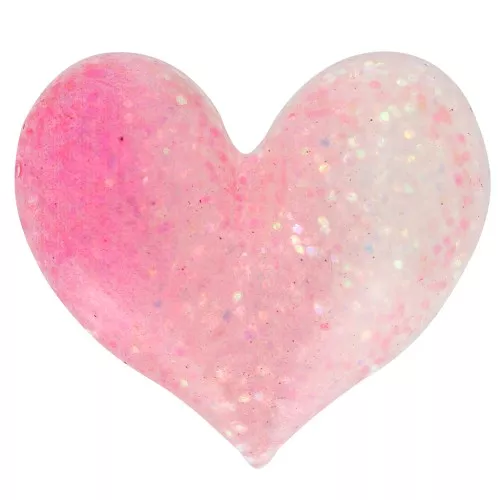 Cabujón corazón resina transparente 17x20 mm - Purpurina rosa - Blanco x1