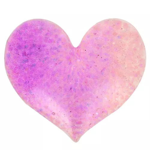 Cabujón corazón resina transparente 17x20 mm - Purpurina Violeta - Rosa x1