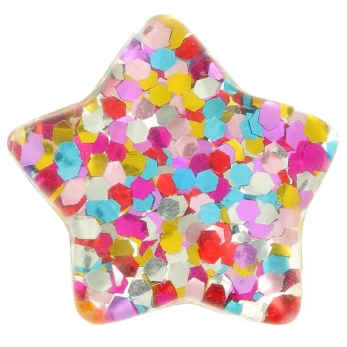 Cabuchones de estrella de resina transparente 15x16 mm - Purpurina multicolor x4