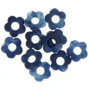 Cuentas flor de resina opaca 14 mm - Azul medianoche jaspeado x4
