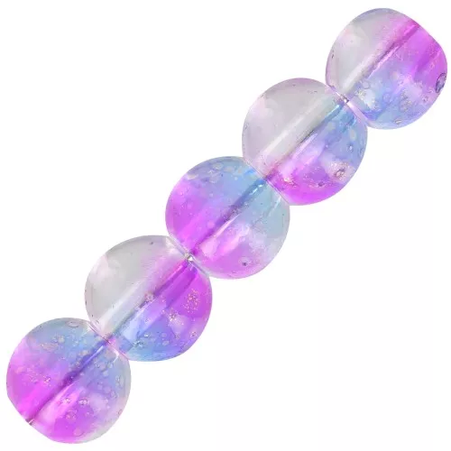 Cuentas de vidrio redondas 6 mm - Transparente - Violeta - Azul - Oro x10