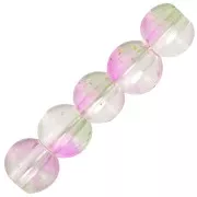 Cuentas de vidrio redondas 6 mm - Transparente - Verde - Rosa - Oro x10