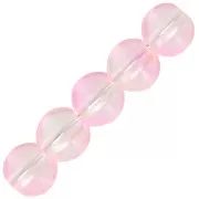 Cuentas de vidrio redondas 6 mm - Transparente - Rosa - Oro x10