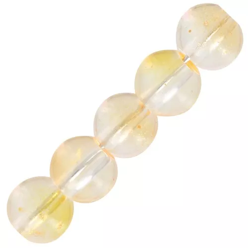 Cuentas de vidrio redondas 6 mm - Transparente - Amarillo - Oro x10