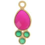 Colgante gota 18x7mm gema - Oro Fino Calcedonia Rosa&Onix Verde x1|raw }}