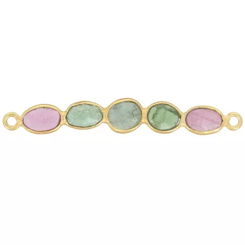 Entrepieza barra 29x4 mm - Dorado con oro fino - Turmalina x1