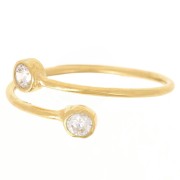 Anillo doble fino ajustable con óxidos de circonio T50 a T56 - Dorado Oro Fino x1|raw }}