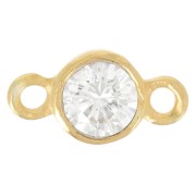 Entrepieza de 2 anillos 9,5x5 mm con óxido de circonio - Dorado fino x1