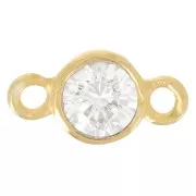 Entrepieza de 2 anillos 9,5x5 mm con óxido de circonio - Dorado fino x1