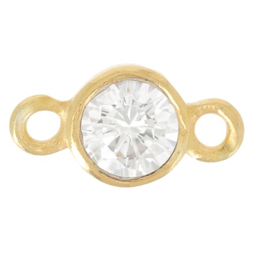 Entrepieza de 2 anillos 9,5x5 mm con óxido de circonio - Dorado fino x1