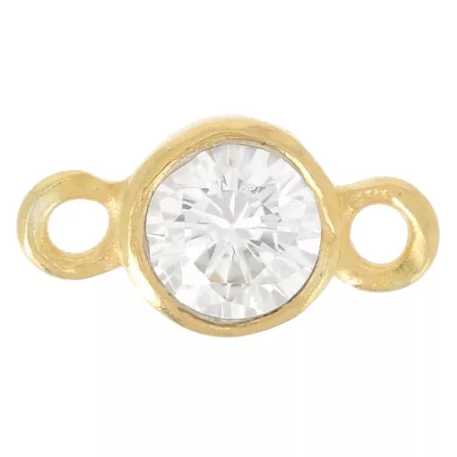 Entrepieza de 2 anillos 9,5x5 mm con óxido de circonio - Dorado fino x1
