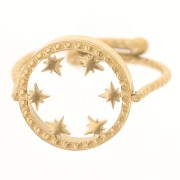 Anillo redondo ajustable - motivo estrella - cabujón plano de 10 mm - Acero inoxidable 316L dorado|raw }}