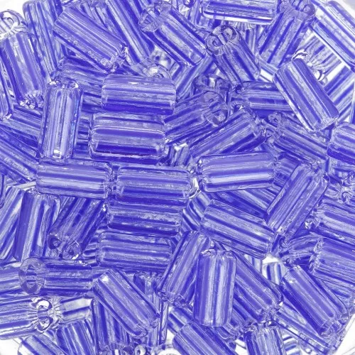 Cuentas de tubo rayadas - Preciosa Ornela Rola 7x3.5 mm Cristal transparente Azul x5g