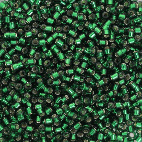 Miyuki Delica 11/0 DB0148 - Verde bosque con ribete plateado x 100 g