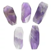 Cuenta tubo hexagonal 20x12 mm en gema Amatista x1