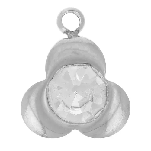 Dije 3 pétalos flor 9x7 mm con óxido de circonio 316L de acero inoxidable x1