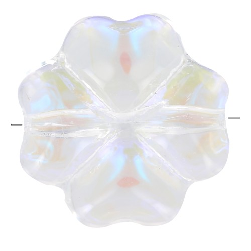 Cuenta trébol de vidrio 10 mm - Efecto AB transparente x4