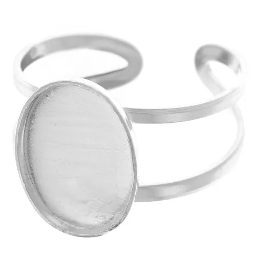 Anillo ajustable para cabujón oval 14x10 mm - Plata 925 x1