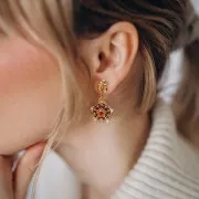 Pendientes hoja 13x8 mm con lazo cerrado - Dorado x2