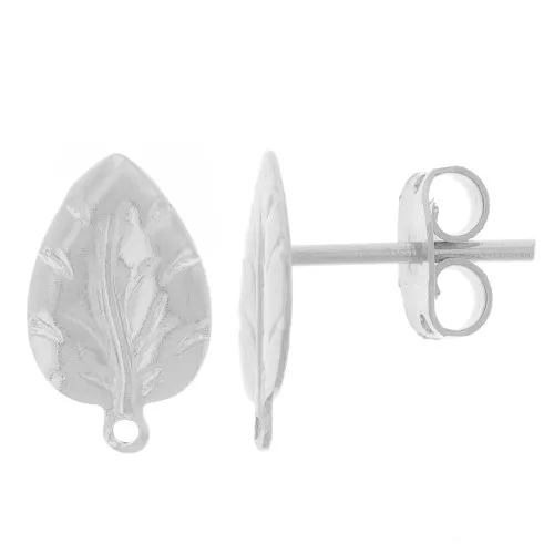Pendientes hoja 13x8 mm con anilla cerrada - Plateado fino x2