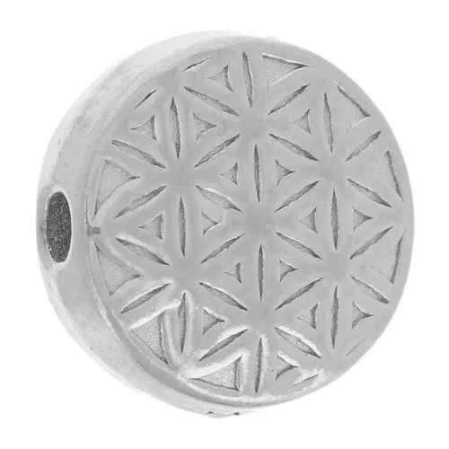 Cuenta plana redonda de 9,5 mm - motivo gráfico - acero inoxidable 316L x1