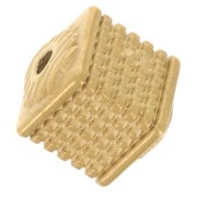 Cuenta cúbica texturada 8 mm - Acero inoxidable 316L dorado x1