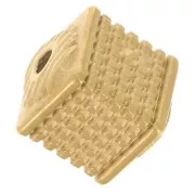 Cuenta cúbica texturada 8 mm - Acero inoxidable 316L dorado x1