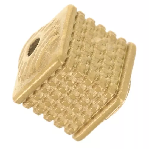 Cuenta cúbica texturada 8 mm - Acero inoxidable 316L dorado x1