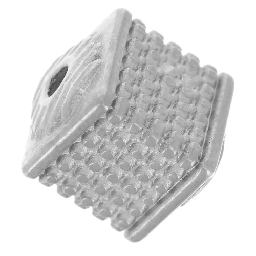 Cuenta cúbica texturada 8 mm - Acero inoxidable 316L x1