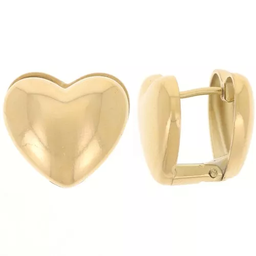 Pendientes corazón - anverso y reverso - 14x15 mm Acero inoxidable dorado 316L x2