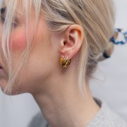 Pendientes corazón - anverso y reverso - 14x15 mm Acero inoxidable dorado 316L x2