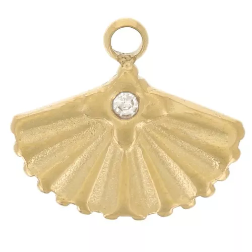 Abanico con strass 9x10 mm - Acero inoxidable 304L Dorado x1
