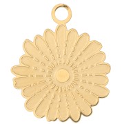 Dije flor margarita 15 mm Acero inoxidable 316L - Dorado x1