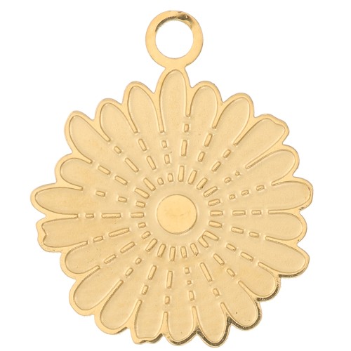 Dije flor margarita 15 mm Acero inoxidable 316L - Dorado x1