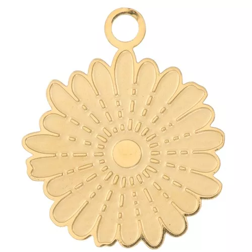 Dije flor margarita 15 mm Acero inoxidable 316L - Dorado x1