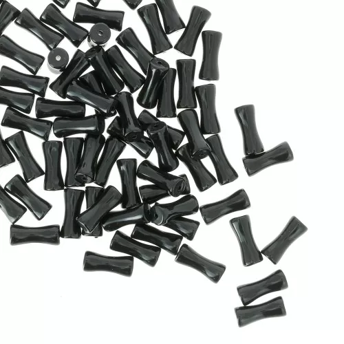 Tubo de cuentas de bambú en acrílico opaco 13x5 mm Negro x15