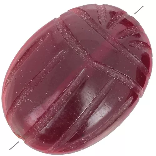 Cuenta escarabajo grabado oval 16x12 mm gema - Granate x1