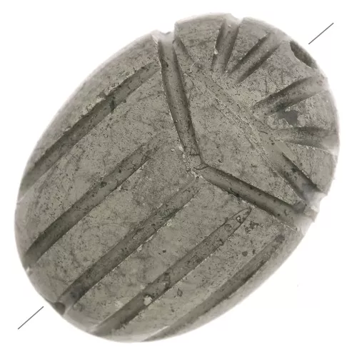Cuenta escarabajo grabado oval 16x12 mm piedra preciosa - Pirita x1