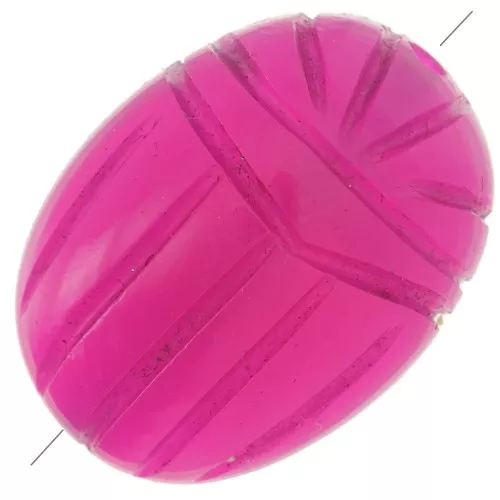 Cuenta ovalada grabada escarabajo 16x12 mm gema Calcedonia rosa vivo x1