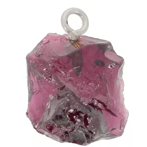 Colgante de piedra en bruto - piedra de nacimiento de enero - Plata de ley 925 - Granate x1