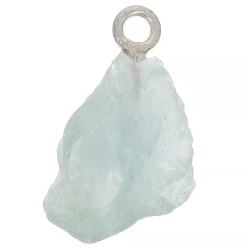 Colgante de piedra en bruto - piedra de nacimiento de Marte - Plata de ley 925 - Aguamarina x1