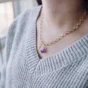 Colgante de piedra en bruto - Mai birthstone - Plata de ley 925 - Aventurina x1