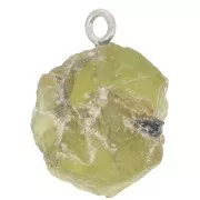 Colgante de piedra en bruto - piedra de nacimiento de agosto - Plata de ley 925 - Peridoto x1